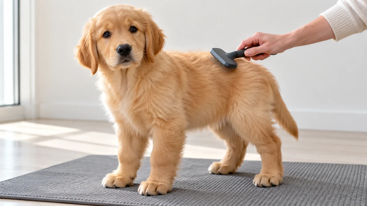Golden Retriever yavru köpek — tüy bakımı ve fırçalama