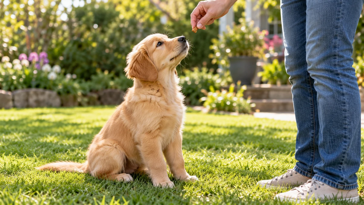 Golden Retriever yavru köpek — komut ve eğitim